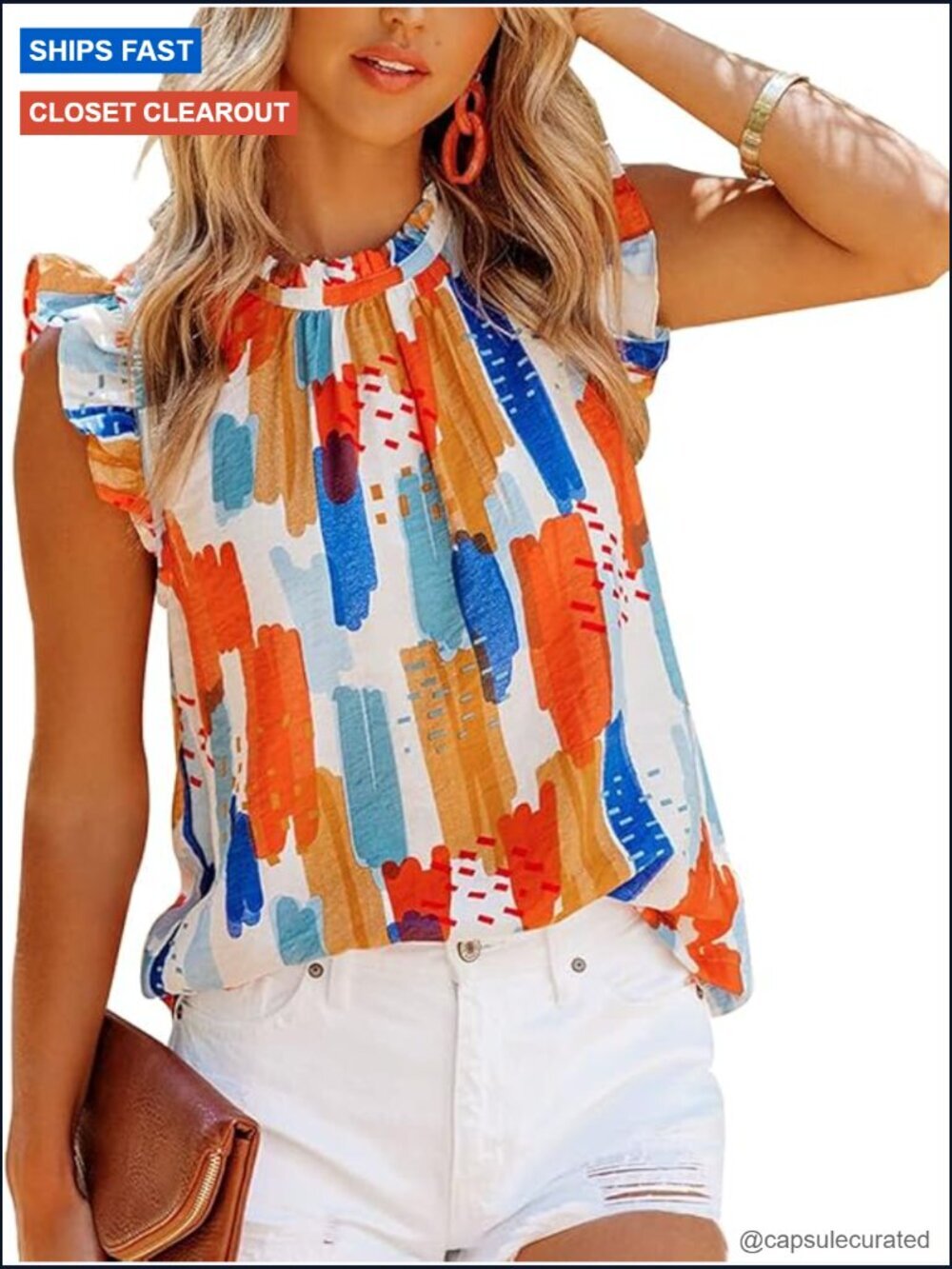 Women's Ruffle Trim Tank Top Chiffon Blouse Sleeveless Summer Top
